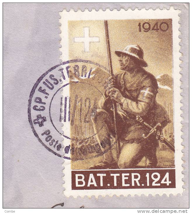 RARE, 1940, Lettre Suisse, Militaire Poste Territoriale, BAT. TER. 124  /1768 - Vignettes