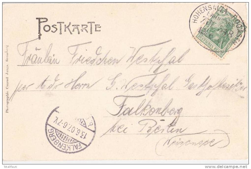 Pakosch Kath Kirche Brücke Pako&#347;&#263; Bahnpost HOHENSALZA ROGASEN ZUG 548 12.6.1907 Gelaufen - Neumark