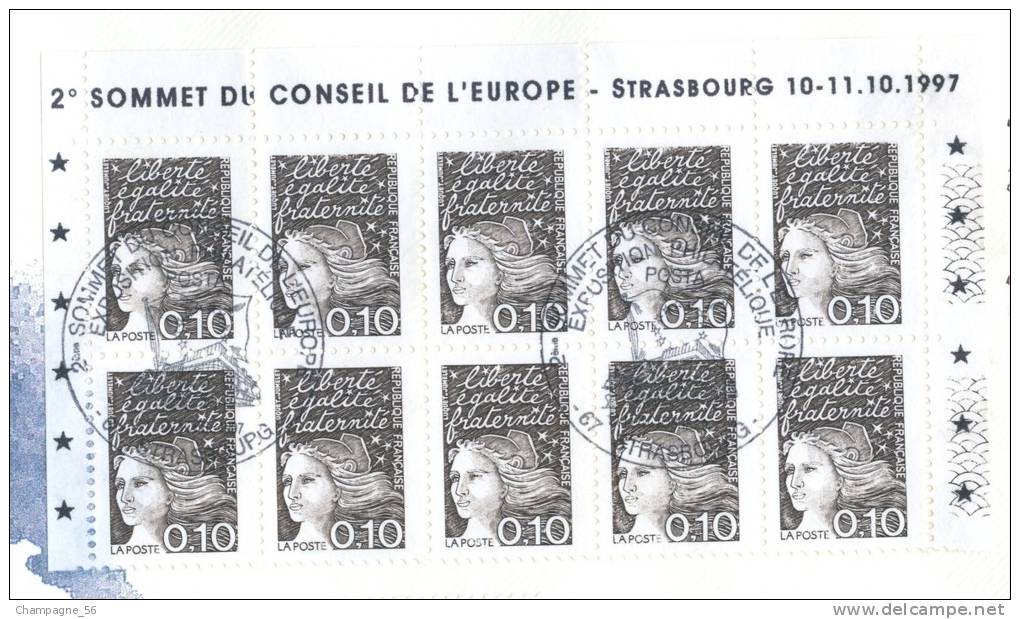 VARIÉTÉS LIMITÉE N° 0223 / 1100 RARE MR  CHIRAC PRÉSIDENT CONSEIL DE L'EUROPE MARIANNE 10.11.10.1997 OBLITÉRÉ - Covers & Documents