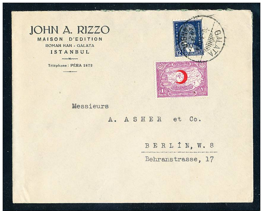 Türkei Bedarfs – Geschäftsbrief Gelaufen Galata Istambul Gelaufen 1911 Nach Berlin - Briefe U. Dokumente