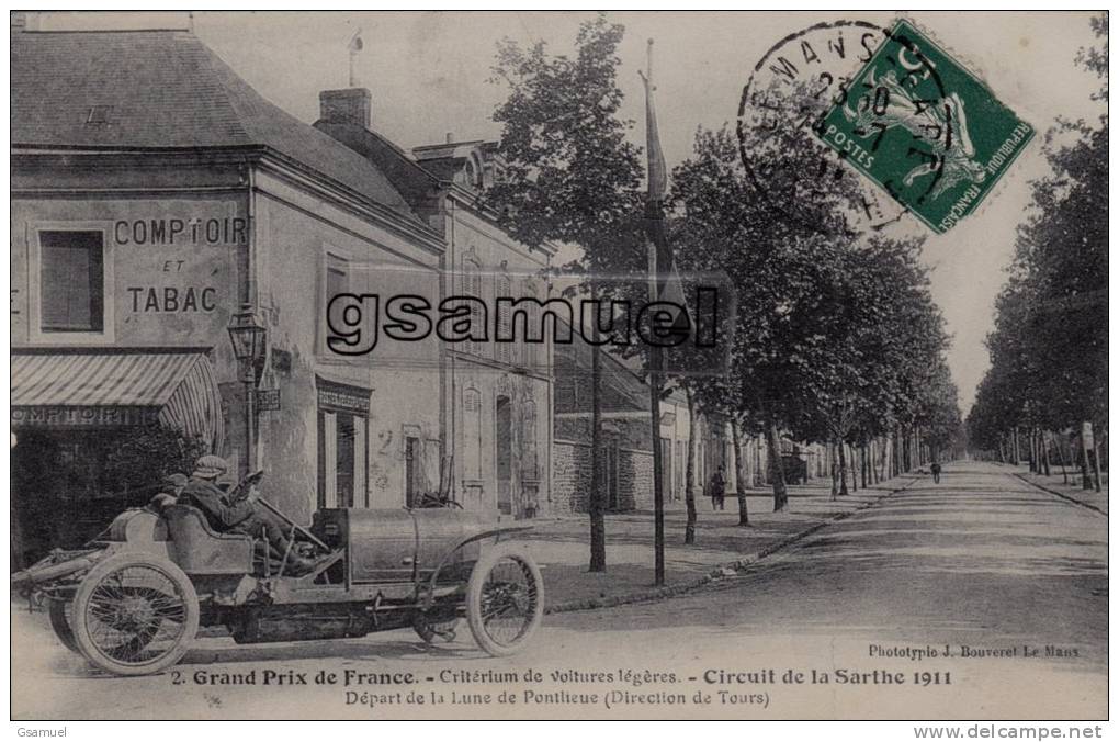 D - 72 - Circuit De La Sarthe 1911 - Départ De La Lune De Pontlieue - Voitures Légères - (Poste - Tabac). (voir Scans). - Other & Unclassified