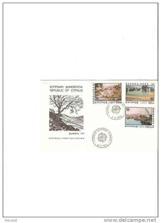 Serie Sobre De Primer Dia Chipre 1977 - Lettres & Documents