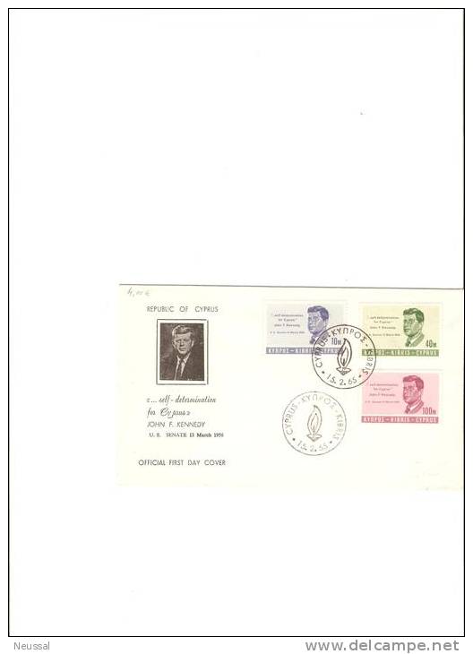 Serie Sobre De Primer Dia Chipre 1965 - Lettres & Documents