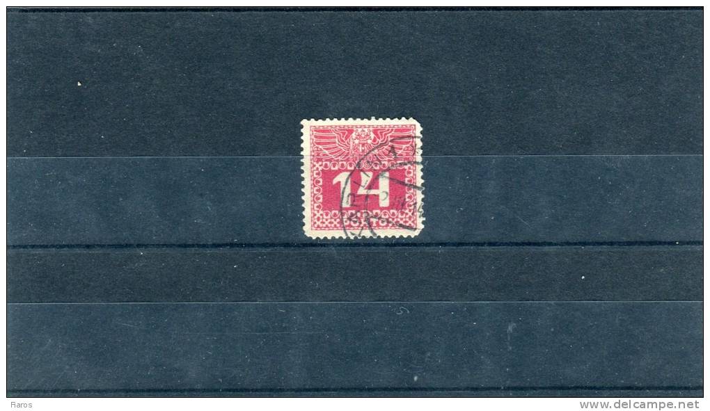 1913-Austria- Postage Due Issue- 14h. Stamp Used (cancelled "KARLIN - 2.3.1914") - Postage Due