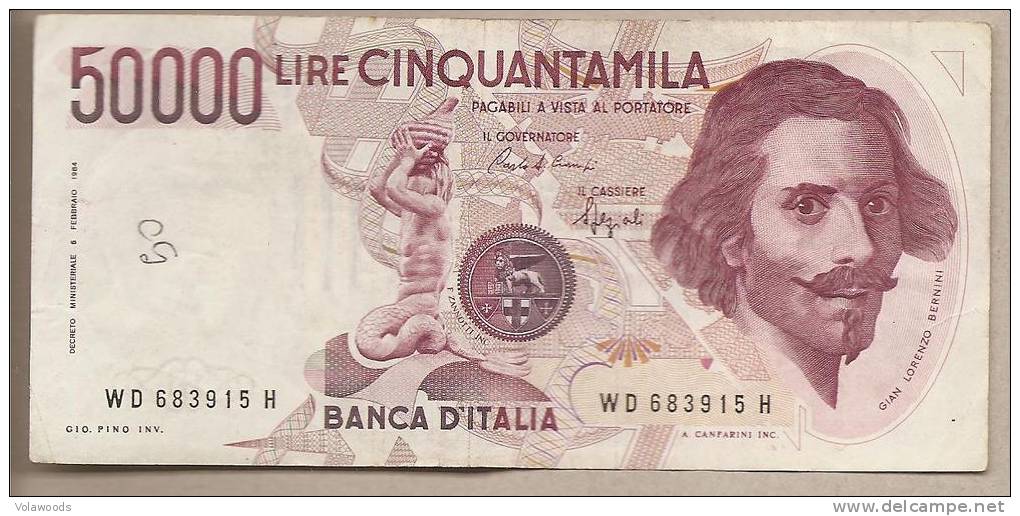 Italia - Banconota Circolata Da 50.000 Lire "Bernini I° Tipo"P-113b  - 1990 #19 - 50000 Lire