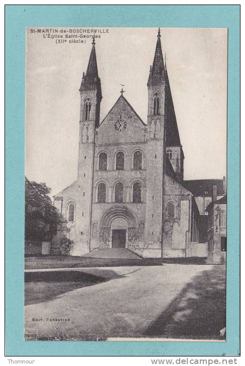 76  -  St-MARTIN-de-BOSCHERVILLE  -  L' Eglise Saint-Georges ( XIIe Siècle )    -  BELLE CARTE  - - Saint-Martin-de-Boscherville