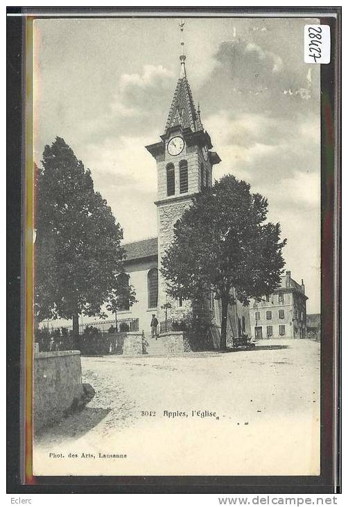 DISTRICT D´AUBONNE /// APPLES - L'EGLISE - B ( PETITE FENTE 6mm A GAUCHE ) - Apples