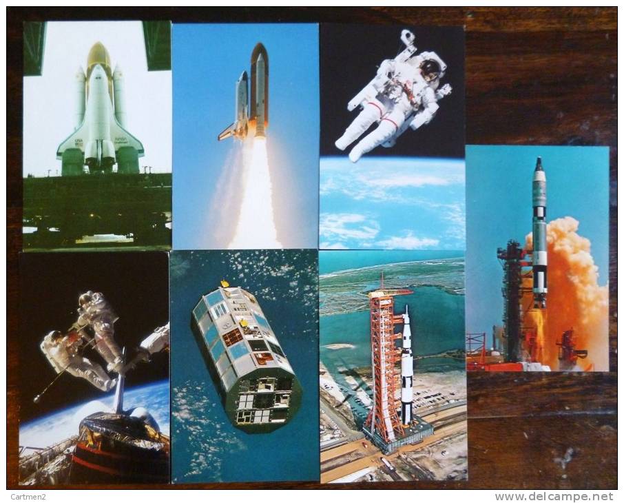 7 CARTES : KENEDY SPACE CENTRER NASA FUSEE APOLLO SATURN-V CHALLENGER GEMINI-TITAN 4 ASTRONAUTE McCANDLESS ESPACE - Raumfahrt