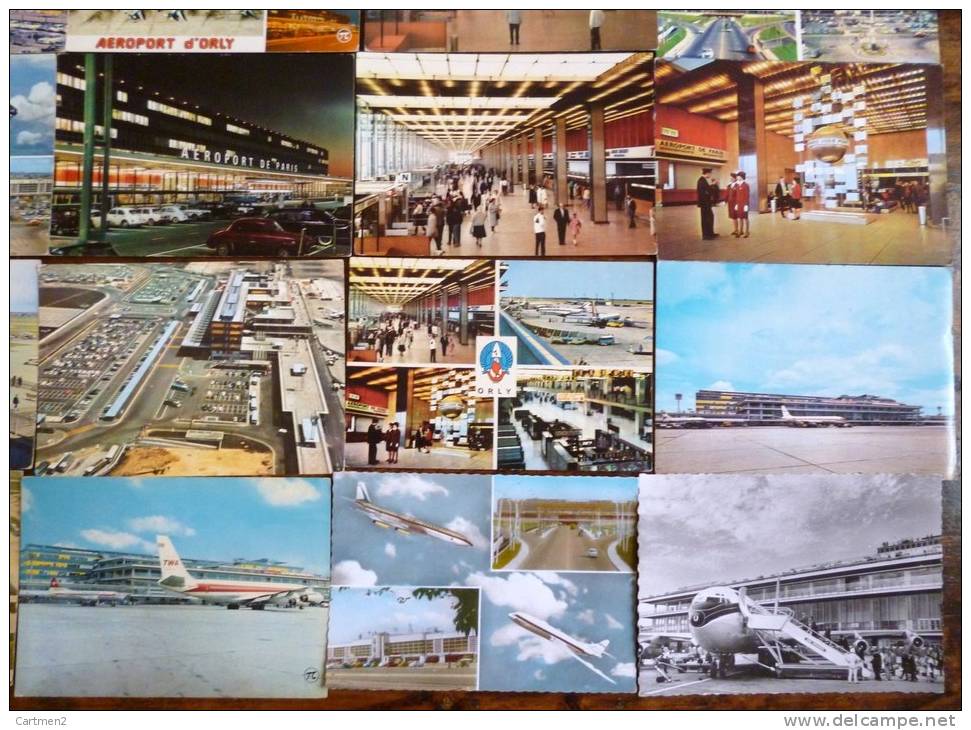 LOT DE 30 CARTES : AEROPORT DE PARIS -ORLY LE BOURGET AIRPORT AEROGARE ILIOUCHINE BOEING PARKING RESTAURANT SATELLITE - Aerodrome