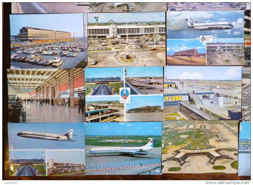 LOT DE 30 CARTES : AEROPORT DE PARIS -ORLY LE BOURGET AIRPORT AEROGARE ILIOUCHINE BOEING PARKING RESTAURANT SATELLITE - Aerodrome