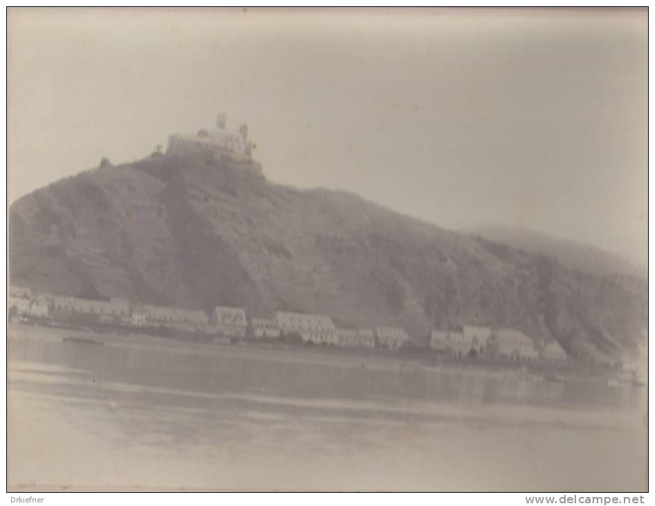 Die Marksburg Bei Braubach, Um 1910, Aufgeklebtes Foto, 19,5 X 26 Cm - Orte