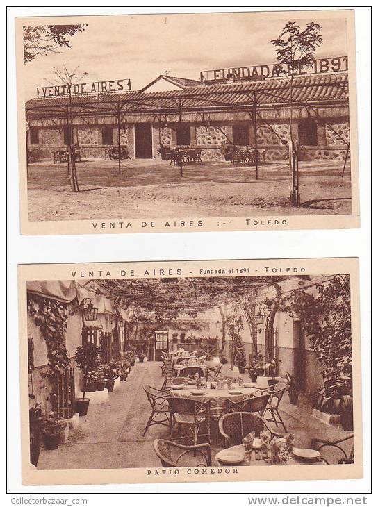 Spain Venta De Aires Toledo 2 Tarjetas Postales Restaurant Castellano 1900 Vintage Original Postcard Cpa Ak (W3_715) - Hoteles & Restaurantes
