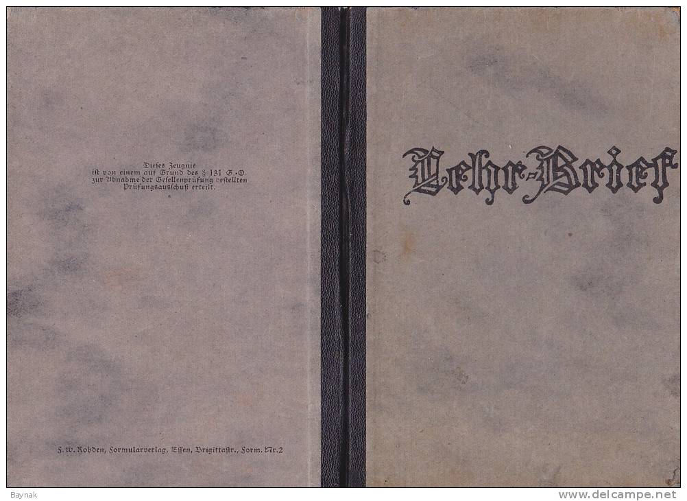 DEUTSCHLAND  -  LEHR - BRIEF  --  PRUFUNGS - ZEUGNIS  -  1933  -  ESSEN - Historische Dokumente