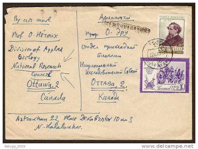 Russia USSR 1963 Cover Astrakhan To Canada - 1812 War Against Napoleon Stamp - Covers & Documents