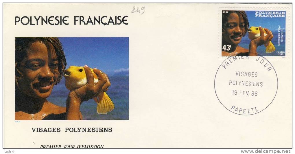 FDC  POLYNÉSIE  1986 TAHITI  # VISAGES POLYNESIENS # POISSON - FDC