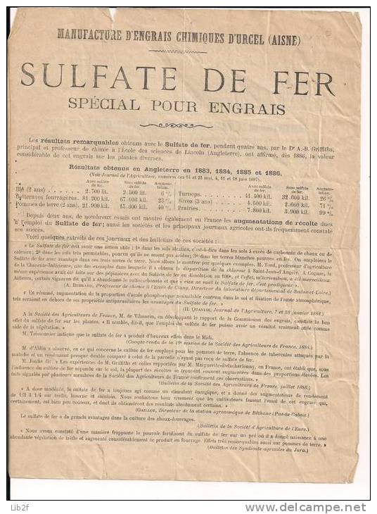 Urcel Aisne Prospectus  Manufacture D´engrais Chimiques D´urcel Sulfate De Fer Cendres Pyriteuses - Agricultura