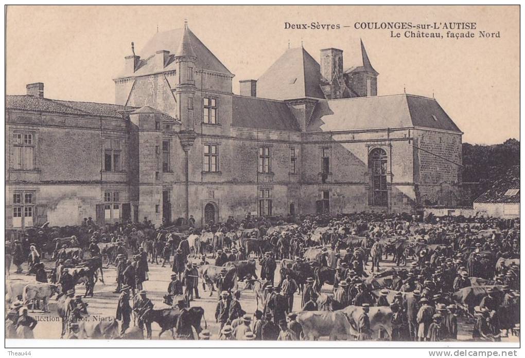 ¤¤  -    COULONGES-sur-L'AUTIZE   -   Le Chateau Façade Nord  -  Marché Aux Bestiaux , Vaches , Boeufs   -  ¤¤ - Coulonges-sur-l'Autize