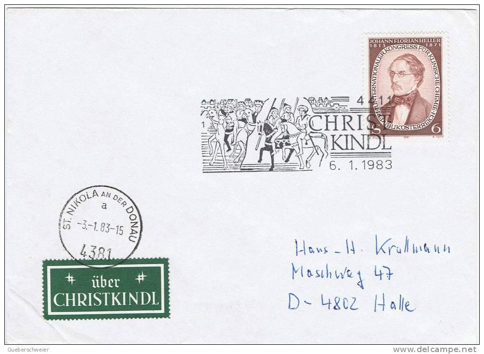 NOEL 4 - AUTRICHE Lettre Avec Obl. CHRISTKINDL 1983 Et Obl. De ST.NIKOLA An Der Donau - Covers & Documents