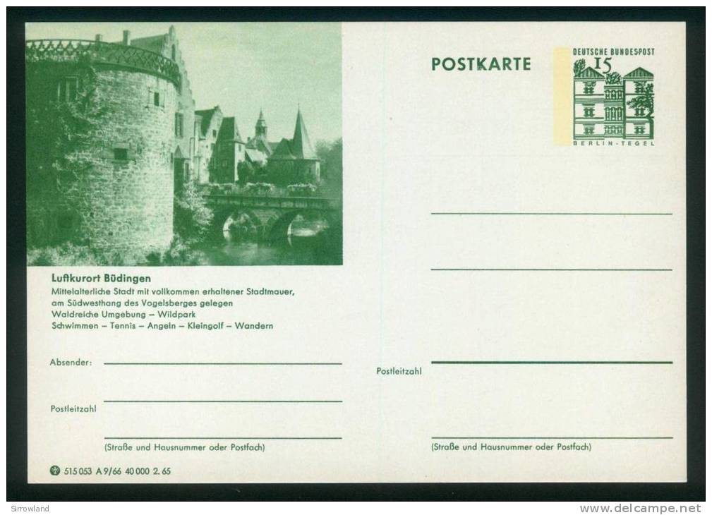 Bund BPK  1965  Mi: P 86  A9-066  Büdingen - Turm Der Stadtmauer - Postales Ilustrados - Nuevos