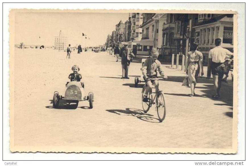 DE PANNE-PRACHTIGE FOTOKAART-GO-CART+FIETS OP DIJK AAN SPEELPLEIN EIND JAREN ´40-FOTO-NIET VERZONDEN - De Panne