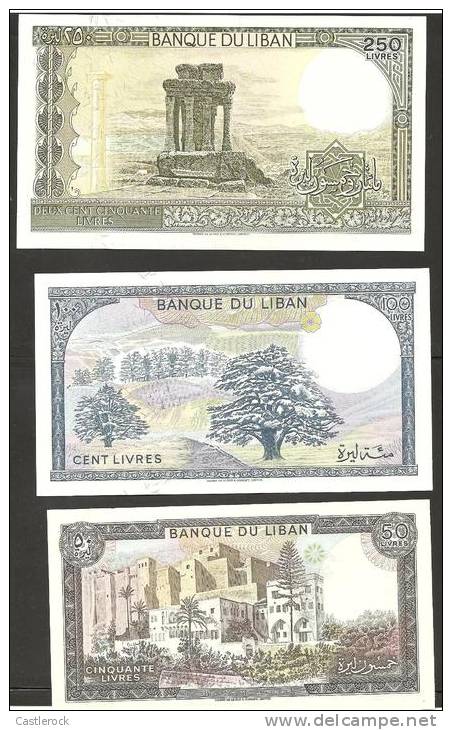 O) 1980-1988 LEBANON, BANKNOTE SERIES,UNCIRCULATED - Libanon