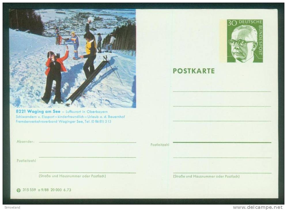 Bund BPK  1973  Mi: P 109 A9-088  Waging Am See - Skifahrer - Bildpostkarten - Ungebraucht