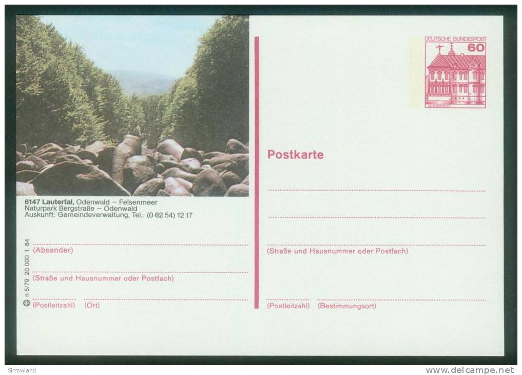 Bund BPK  1984  Mi: P 138 N5-079  Lautertal - Felsenmeer - Illustrated Postcards - Mint