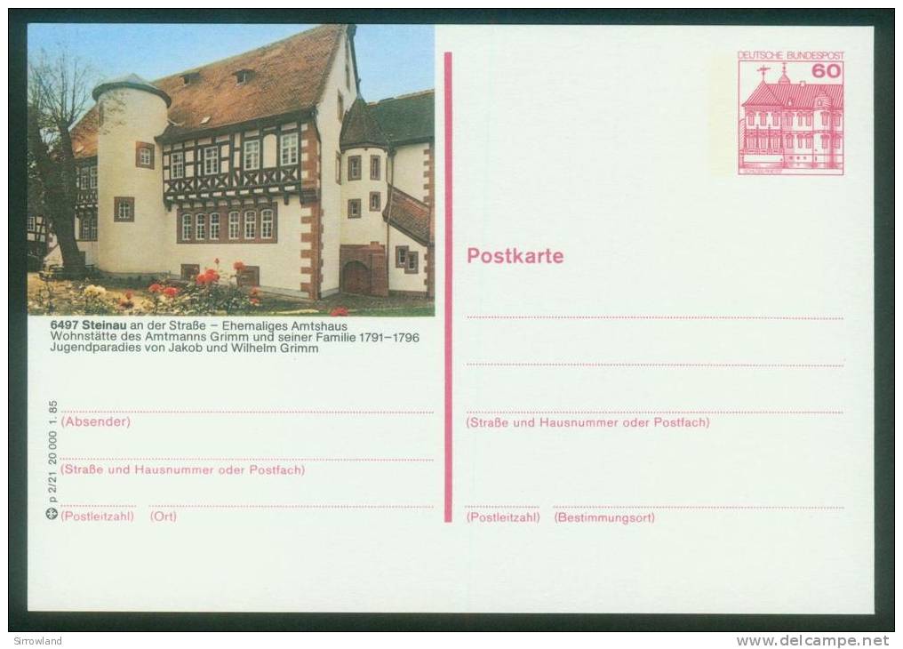 Bund BPK  1985  Mi: P 138 P2-021  Steinau An Der Straße - Amtshaus - Bildpostkarten - Ungebraucht
