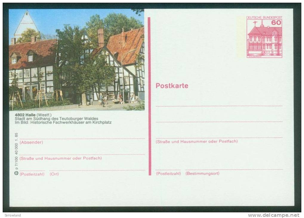 Bund BPK  1985  Mi: P 138 P7-100  Halle (Westf.) - Fachwerkhäuser - Bildpostkarten - Ungebraucht