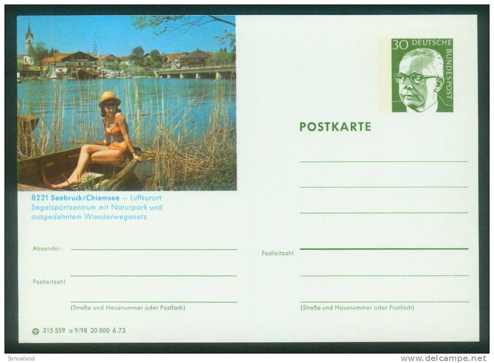Bund BPK  1973  Mi: P 109 A9-098  Seebruck/Chiemsee - Frau Im Boot - Postales Ilustrados - Nuevos
