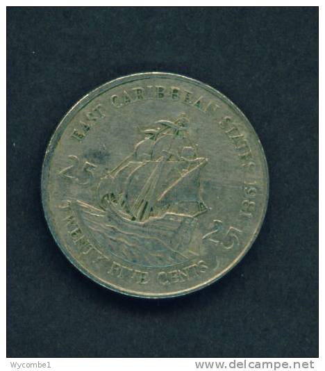 EAST CARIBBEAN STATES  -  1981  25 Cents  Circulated As Scan - East Caribbean States