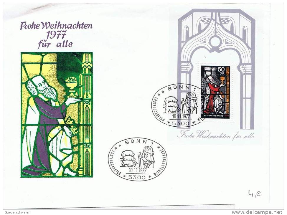 NOEL 42 - ALLEMAGNE FDC Bloc De Noël 1977 Sur Lettre - 1959-1980