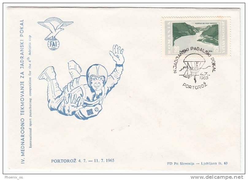 YUGOSLAVIA - International Competition Parachutists - Portorož 1965 - Commemorative Seal - Parachutisme