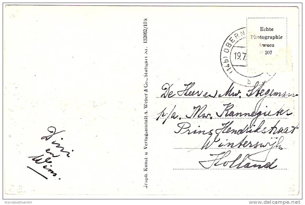 AK 152062 Oberbdorf A. N. (Schwarzwald) 19.7. (14b) OBERN B Briefmarke Entfernt Nach Winterswijk Holland - Reutlingen
