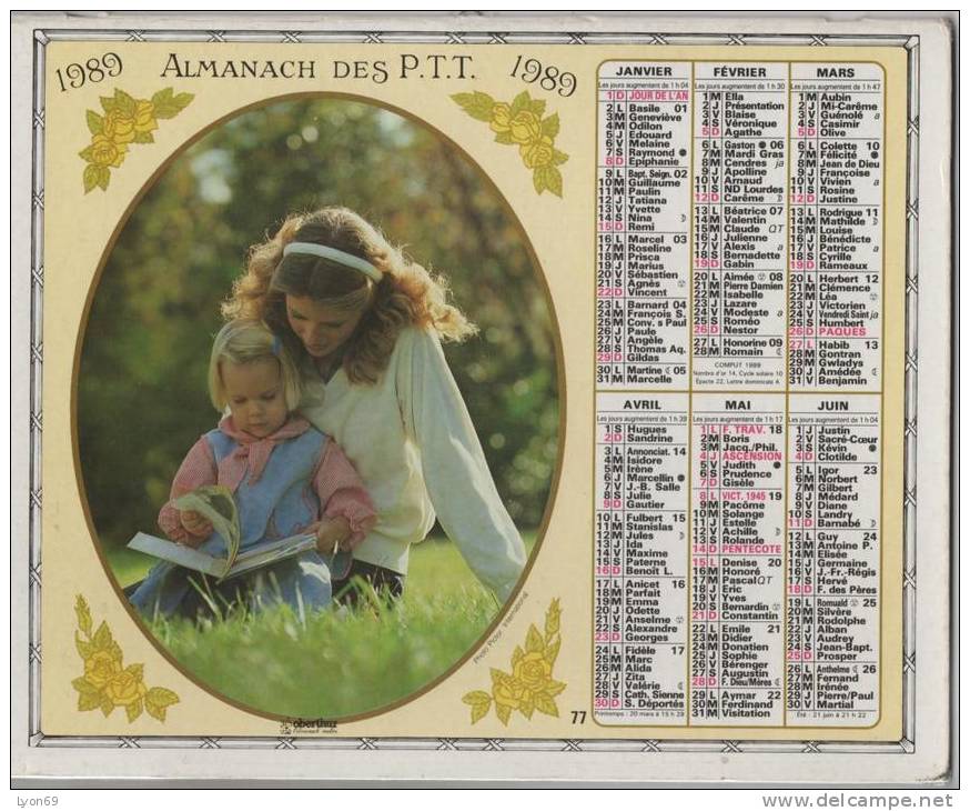 ALMANACH DES PTT 1989  EDITEUR OBERTHUR - Big : 1981-90