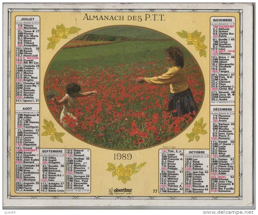 ALMANACH DES PTT 1989  EDITEUR OBERTHUR - Formato Grande : 1981-90