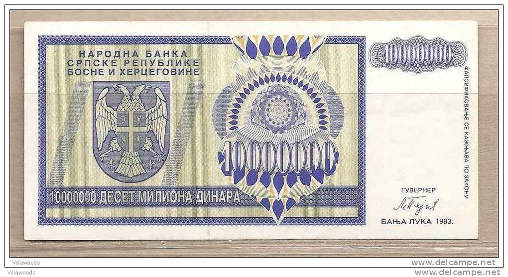 Rep. Serba Di Bosnia Erzegovina - Banconota Circolata Da 10.000.000 Dinari - 1993 - Bosnie-Herzegovine