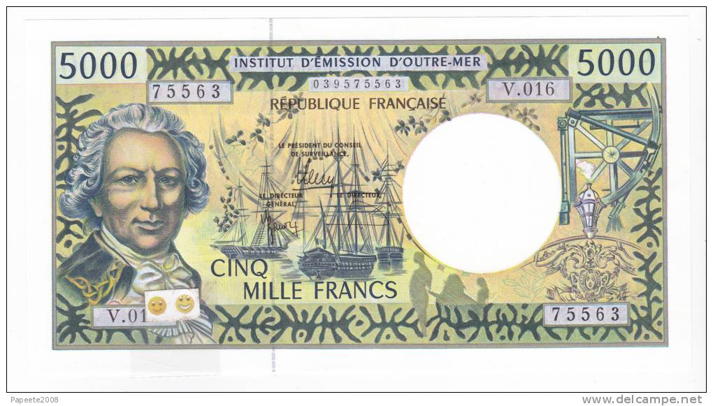 Polynésie Française / Tahiti - 5000 F CFP - Alphabet V.016 / 2012 / Signatures: Barroux-Noyer-Besse - Neuf / UNC - French Pacific Territories (1992-...)