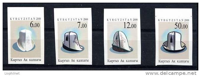 KYRGYZSTAN Kirghizistan 2008, COUVRE-CHEFS, 4 Valeurs NON DENTELES IMPERFORATED, Neufs. R2108 - Kirghizstan