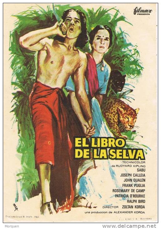 0089. Programa De Cine 1965. EL LIBRO De La SELVA. Sabú. Rudyrd Kipling - Film