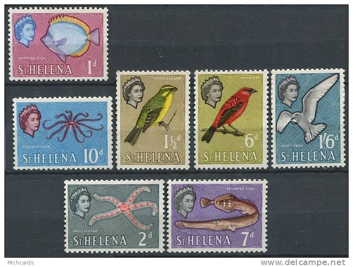 STE HELENE 1961 - Oiseau Poisson - Neuf, Sans Charniere (Y 141/42 - 146 - 148 - 150) Trace De Charnière (Y 143 - 147) - Saint Helena Island