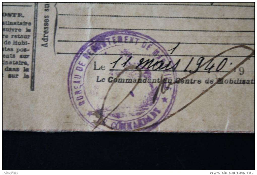 Militaria Ordre Appel Ss Drapeaux Classe 1932/1918 Matri 6060 Ministère Guerre:dépôt Du Train Marseille Cachet Militaire - Documenti