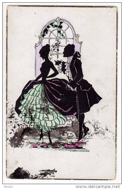 SILHOUETTE A COUPLE THE DANCE WECO Nr. 544 OLD POSTCARD - Silhouette - Scissor-type