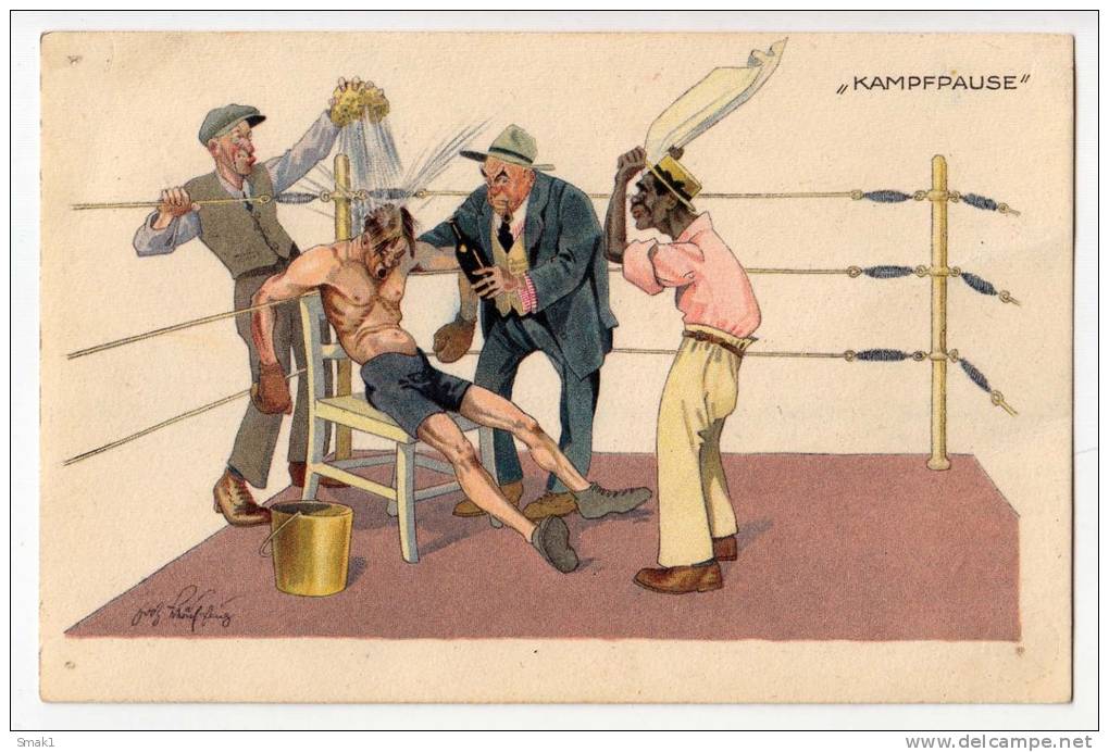 SPORTS BOXING "FIGHT BREAK" B.K.W.I. Nr. 278-1 OLD POSTCARD - Boxe