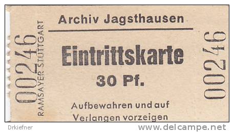 Eintrittskarte, Archiv Jagsthausen, 1952, 30 Pfg. - Eintrittskarten