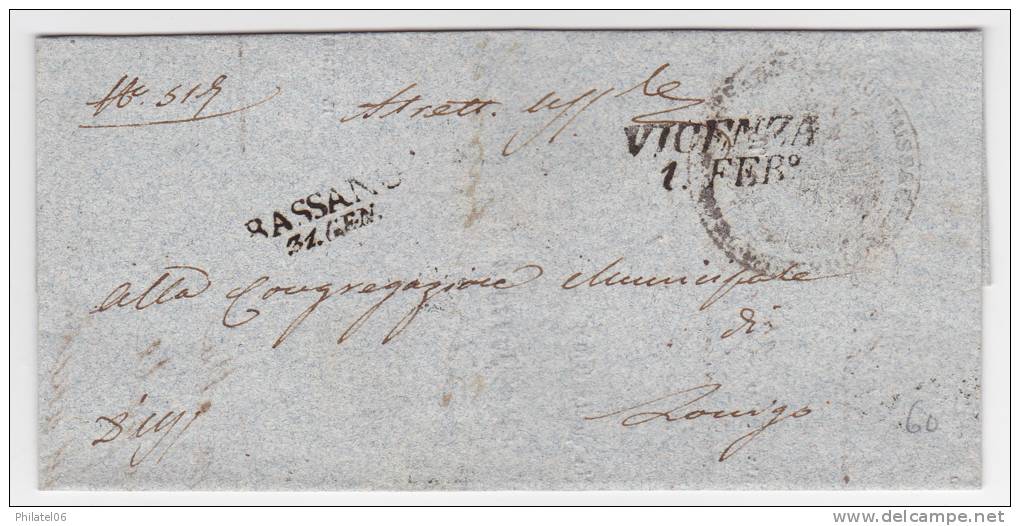 MARQUE POSTALE VICENZA 1851  AVEC CORRESPONDANCE - 1. ...-1850 Prefilatelia