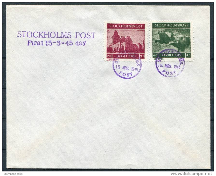 1945 Sweden Stockholm Locals FDC - Local Post Stamps