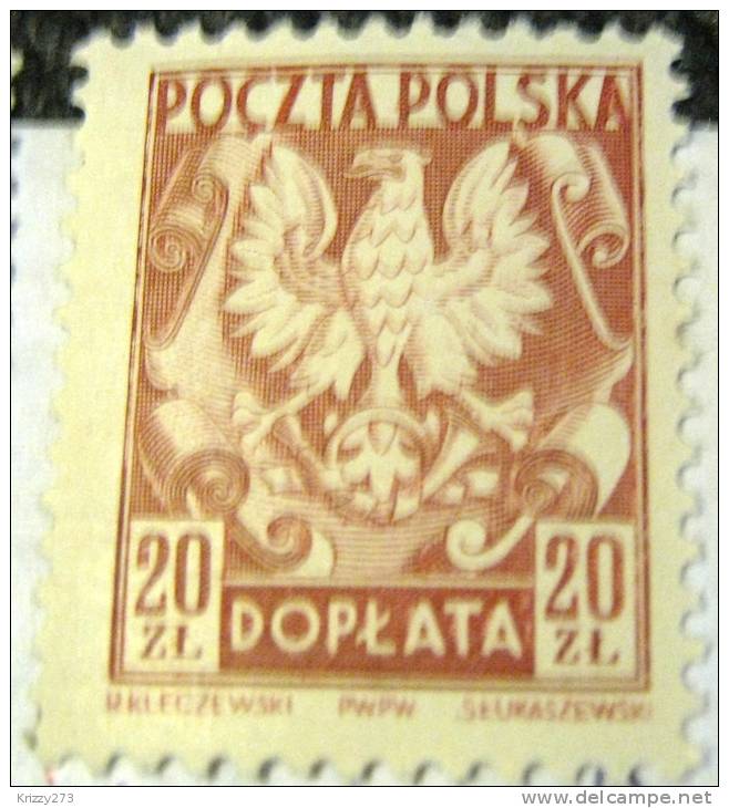 Poland 1950 Postage Due 20zl - Mint - Strafport