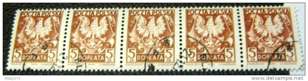 Poland 1951 Postage Due 5g X5 - Used - Segnatasse