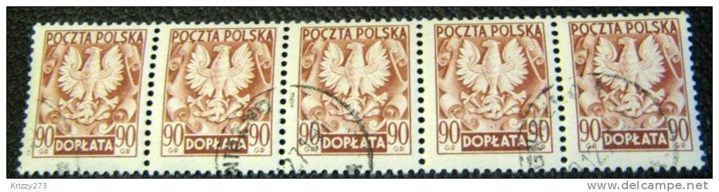 Poland 1951 Postage Due 90g X5 - Used - Segnatasse